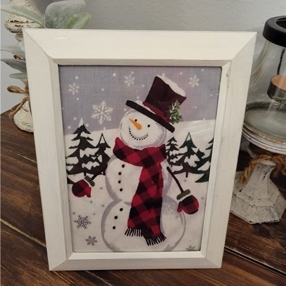 Farmhouse Christmas Snowman picture 5x7 w/frame